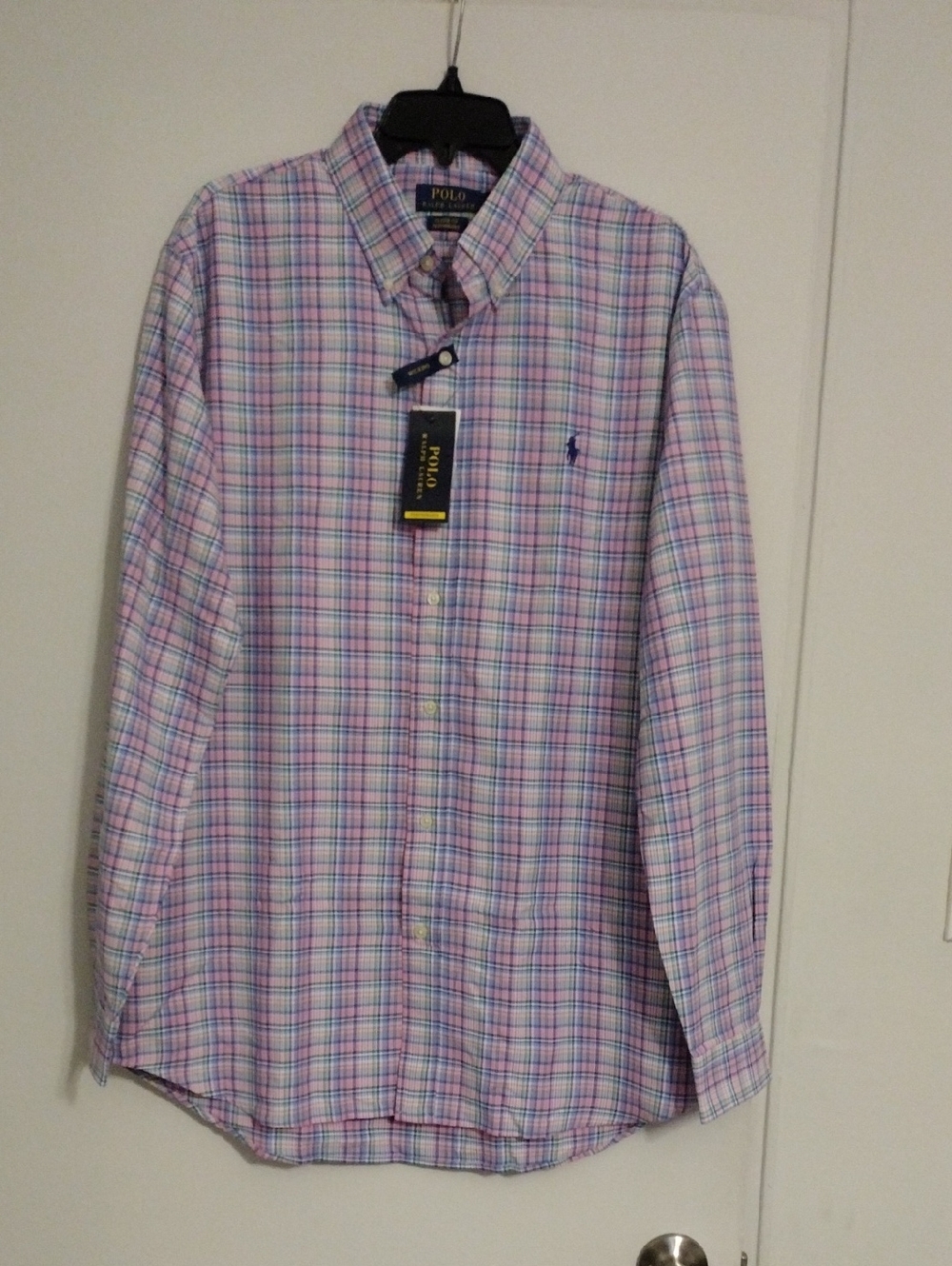 Polo by Ralph Lauren Men’s Blue & Pink Plaid Button-Down Shirt